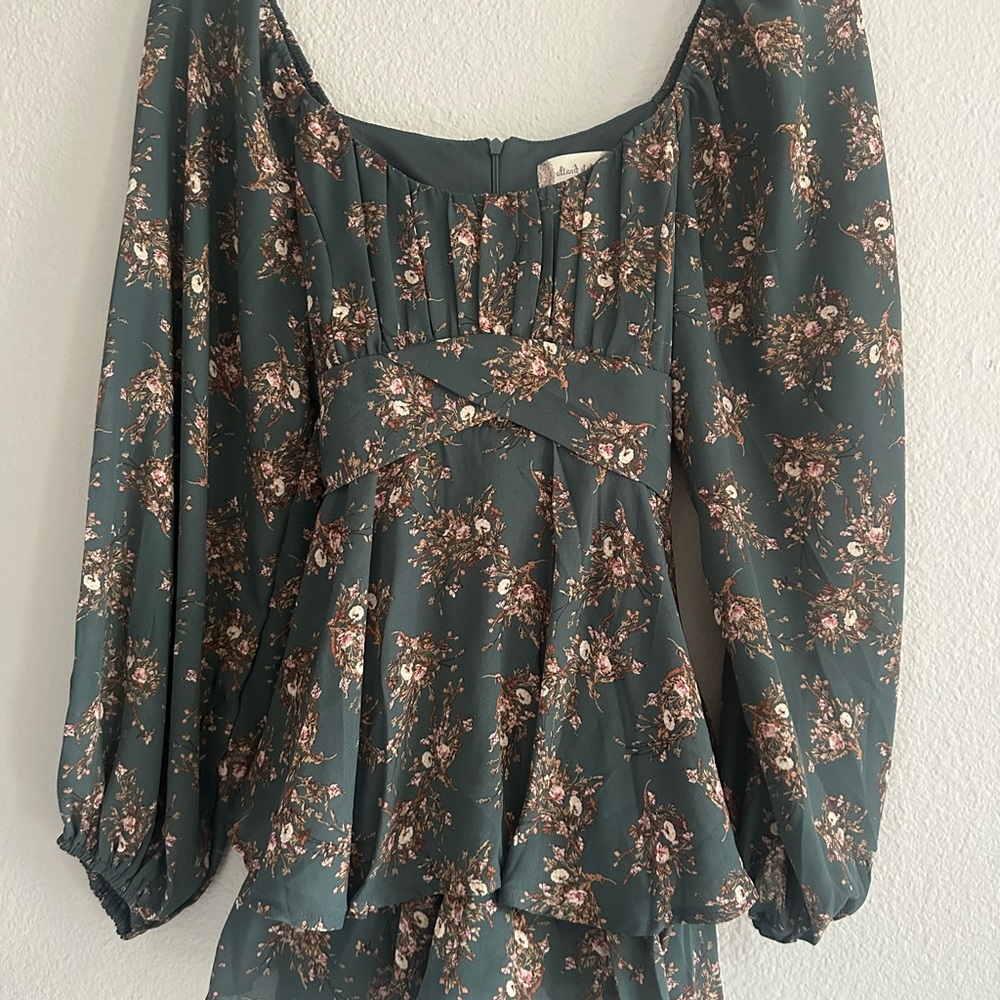 Altar'd State Floral Teal Blouse